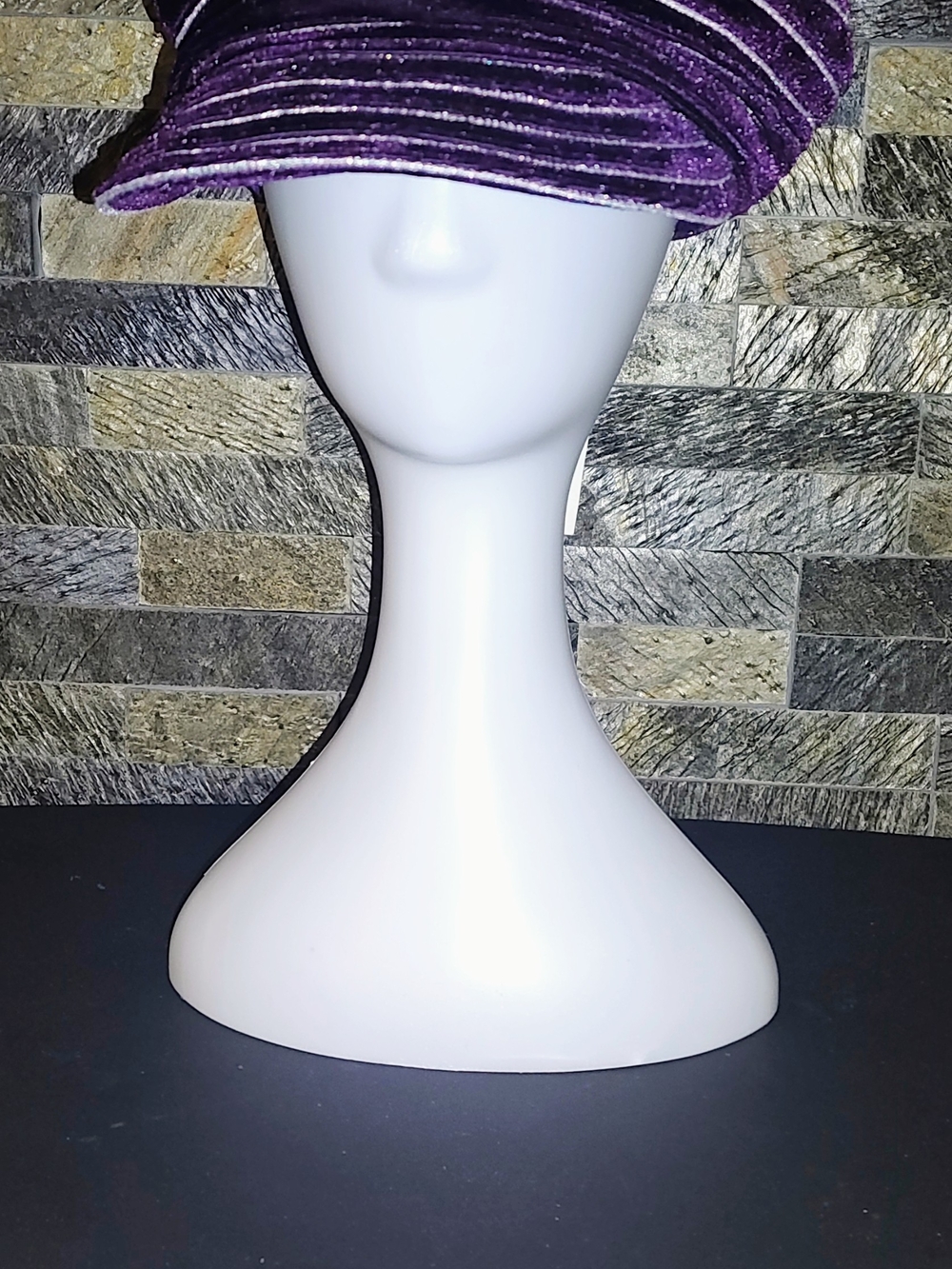 Purple & Silver Velvet Applejack Hat - Women Accessories NEW